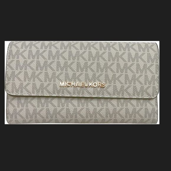 NEW- Michael Kors Jet Set Large Logo Trifold Wallet - Picture 1 of 4